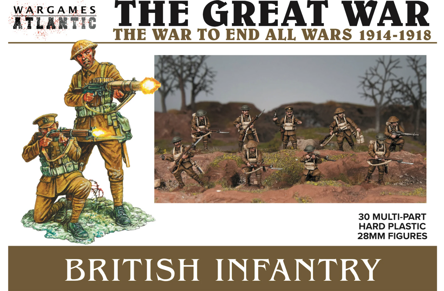 British Infantry (1914 - 1918) ⏣ 30 figures ⏣ Trench Crusade ⏣ Wargames Atlantic
