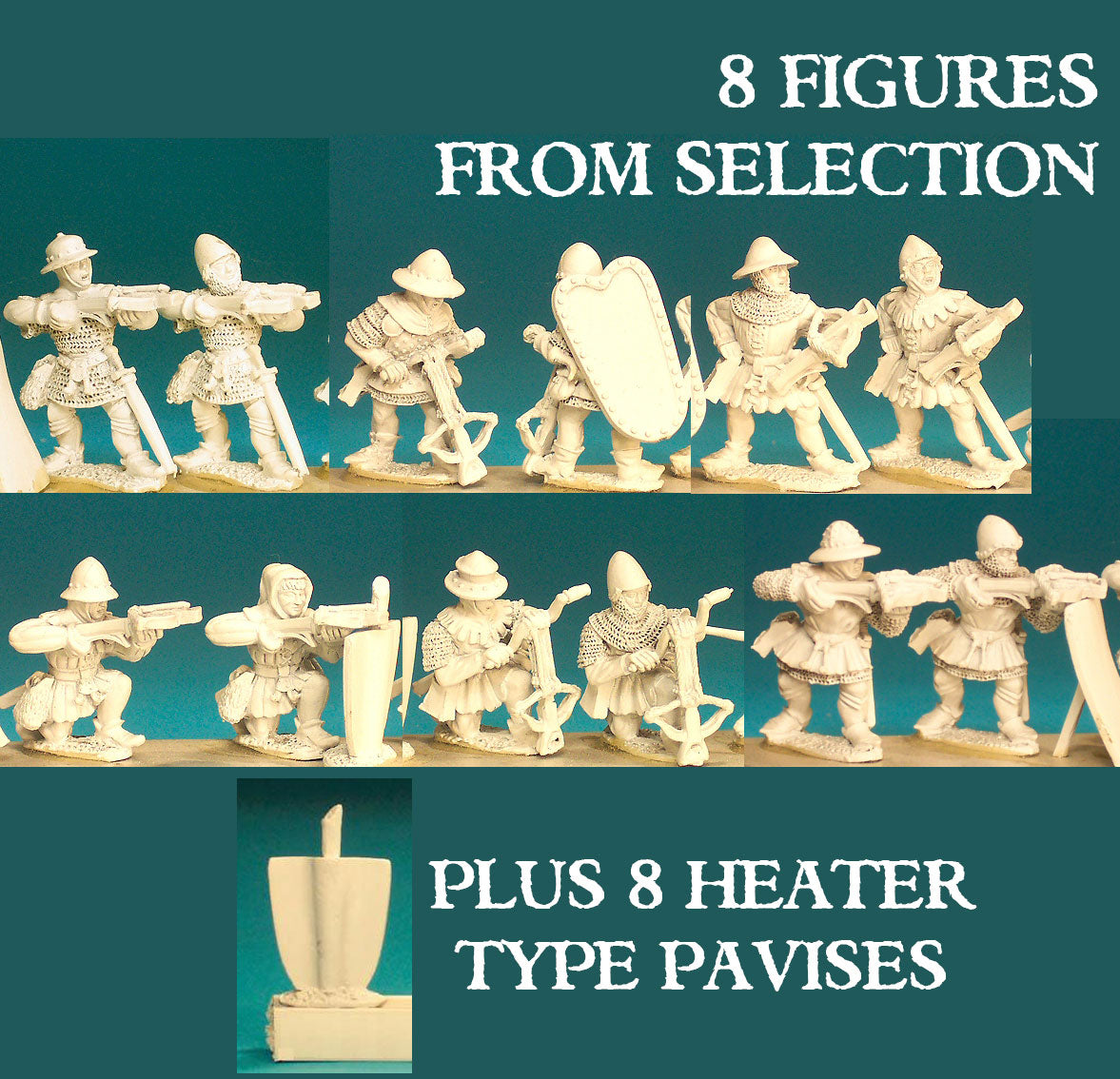 Genoese Crossbowmen with Pavises ⏣ 8 figures ⏣ SAGA ⏣ Gripping Beast