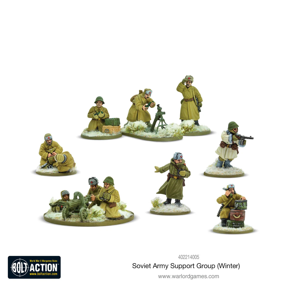 Soviet Army Support Group (Winter) ⏣ 9 figures ⏣ Bolt Action ⏣ Warlord
