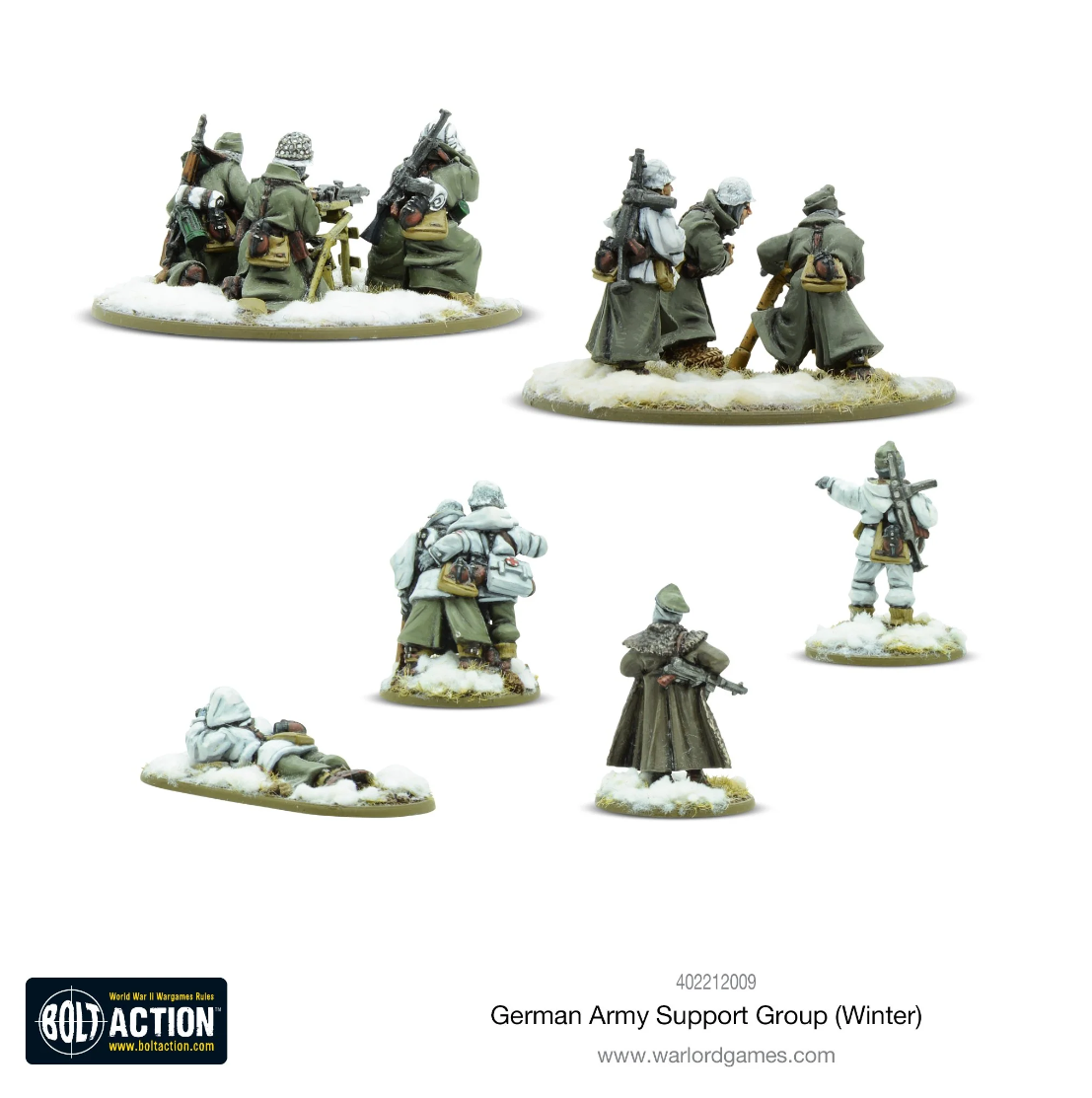 German Army Support Group (Winter) ⏣ 10 figures ⏣ Bolt Action ⏣ Warlord