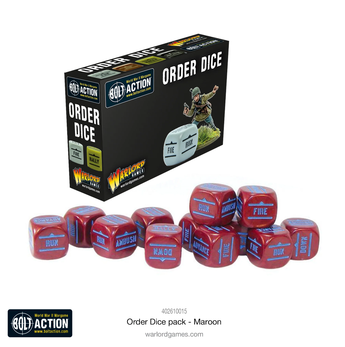 Bolt Action Order Dice (Maroon)
