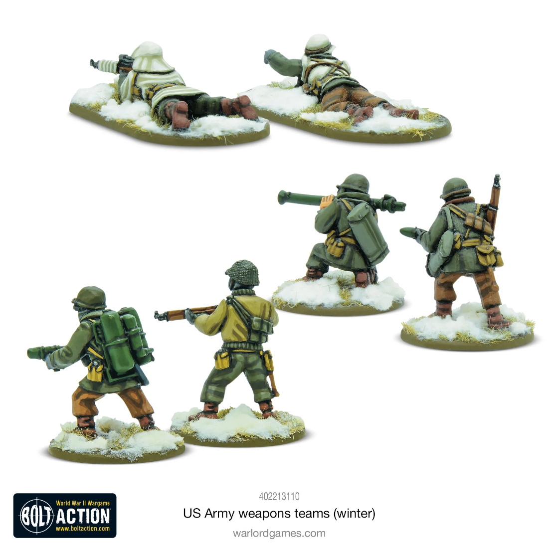 US Army Weapons Teams (Winter) ⏣ 6 figures ⏣ Bolt Action ⏣ Warlord