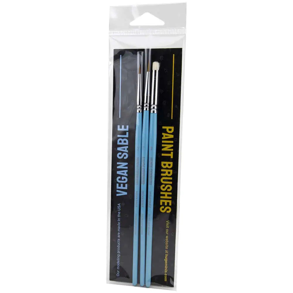Vegan Sable Paint Brushes (Set of 3) ⏣ Huge Miniatures