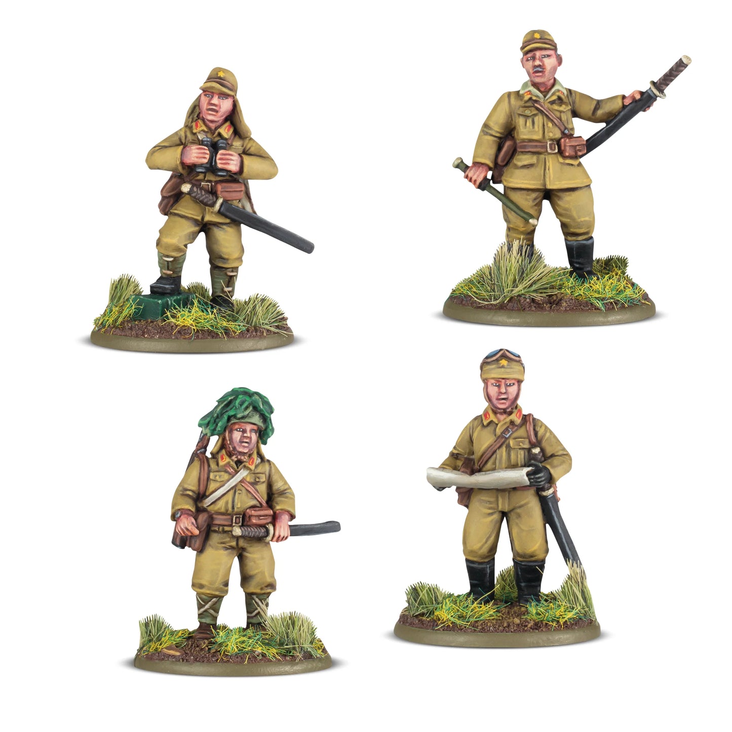 Imperial Japanese Platoon Commanders ⏣ 4 figures ⏣ Bolt Action ⏣ Warlord