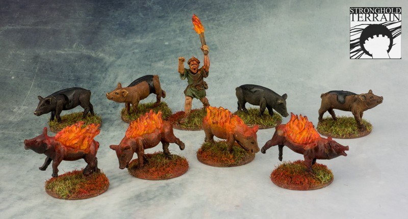 Flaming Pigs ⏣ 12 figures ⏣ SAGA ⏣ Stronghold Terrain