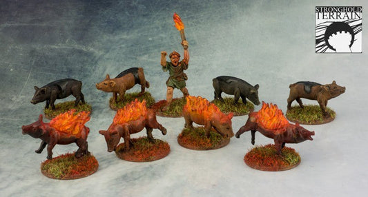 Flaming Pigs ⏣ 12 figures ⏣ SAGA ⏣ Stronghold Terrain