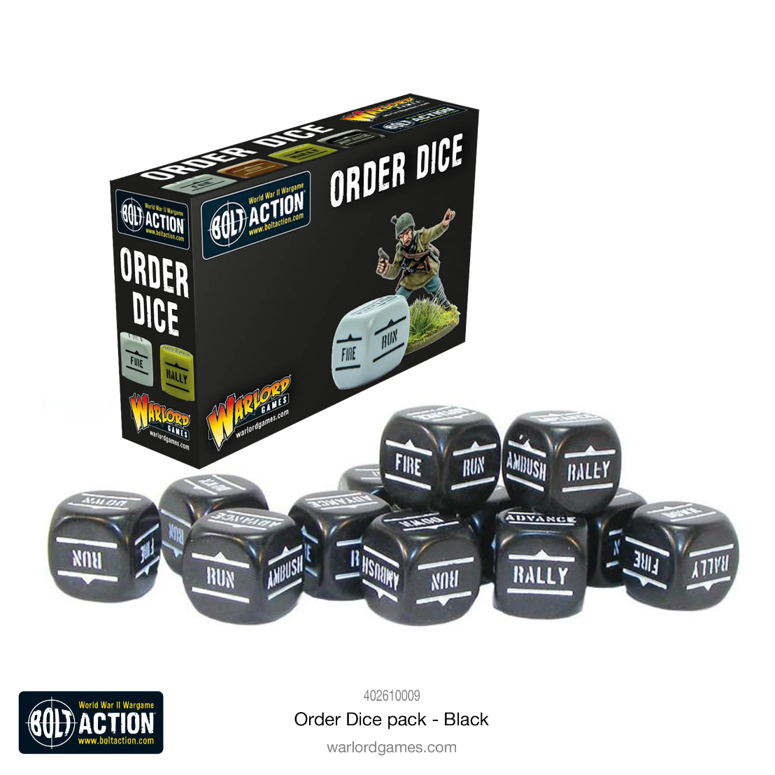 Bolt Action Order Dice (Black)