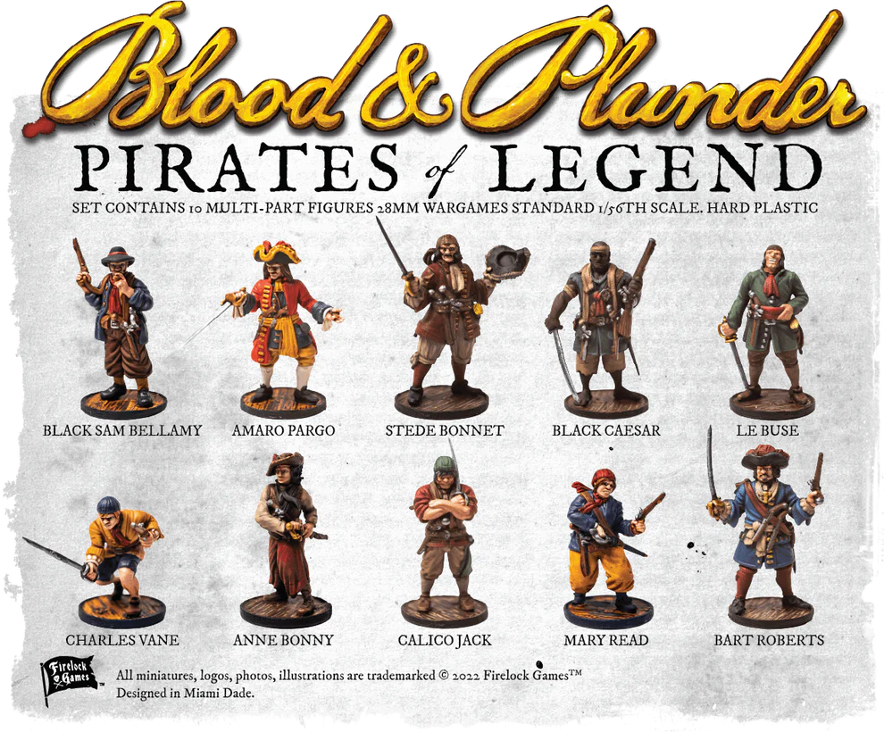 Pirates of Legend Captains Box ⏣ 10 figures ⏣ Blood & Plunder ⏣ Firelock Games