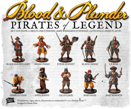 Pirates of Legend Captains Box ⏣ 10 figures ⏣ Blood & Plunder ⏣ Firelock Games