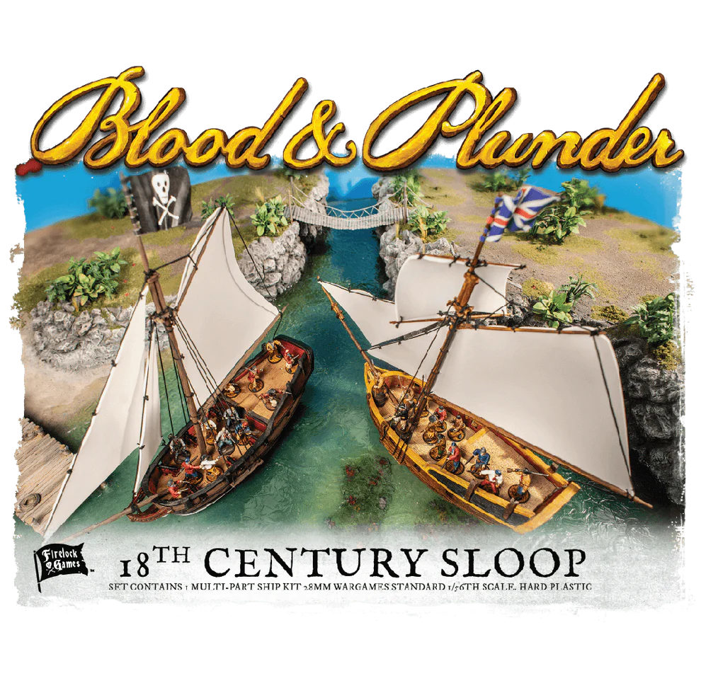 Bermuda Sloop Ship Kit ⏣ 1 figure ⏣ Blood & Plunder ⏣ Firelock Games
