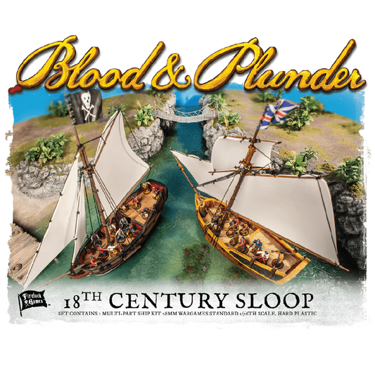 Bermuda Sloop Ship Kit ⏣ 1 figure ⏣ Blood & Plunder ⏣ Firelock Games