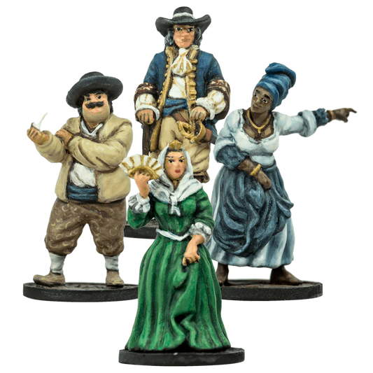 Civilian Special Characters ⏣ 4 figures ⏣ Blood & Plunder ⏣ Port Royal ⏣ Firelock Games